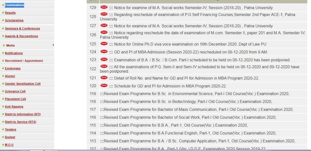Patna University UG Revise Exam/ Supplementary Process Start Date