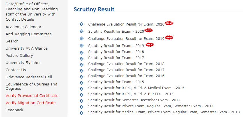 Csjmu Results Kanpur University BA BCom BSc Scrutiny/Revaluation Result